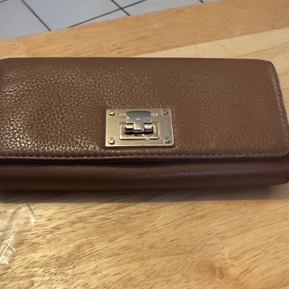 Brown Leather Wallet with Silver Clasp